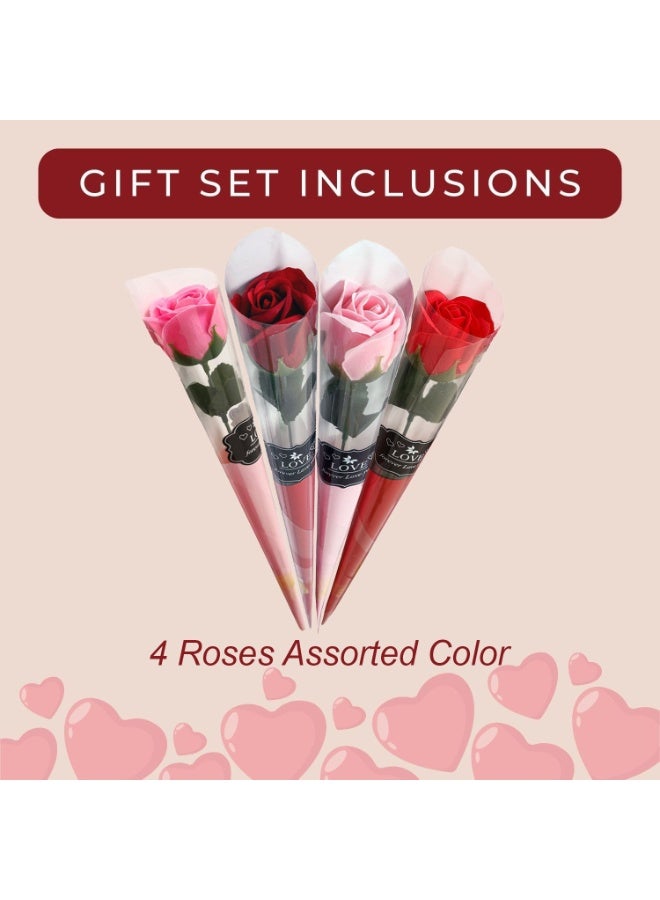 Home Smart Artificial Rose Flower Set – 4 Pcs Assorted Colors Silk Roses for Home Décor, Wedding, Valentine’s Day, Birthday Gifts, and Special Occasions - Image 3